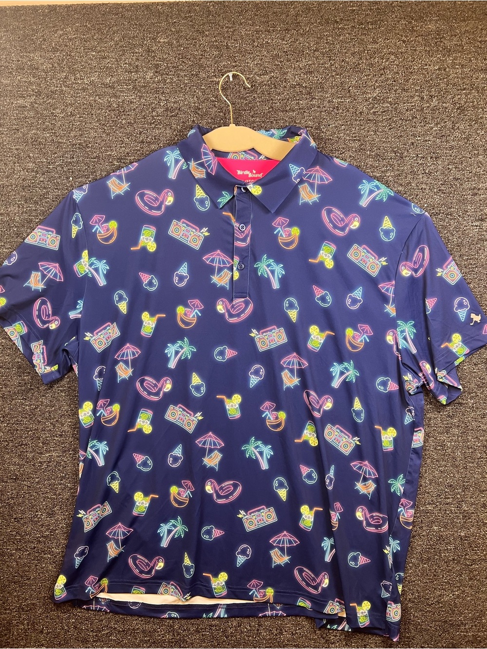 Birdies Navy Tropical Icon Print Polo